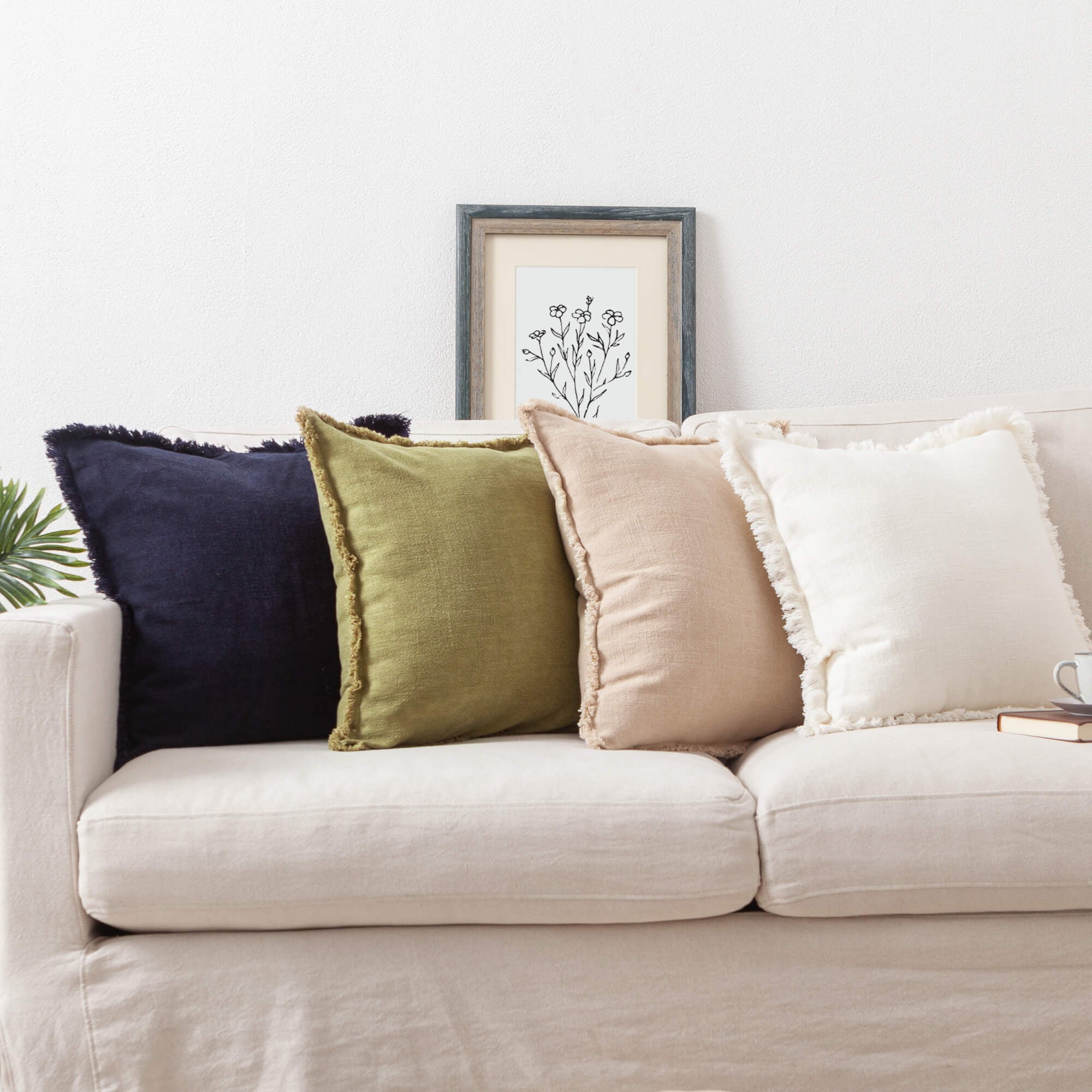 Linen Cushion Cover with Raw Edge