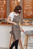 Linen Bib Apron with One-Side Stripe