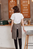 Linen Bib Apron with One-Side Stripe