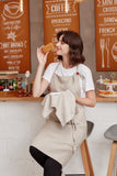 Linen Bib Apron with One-Side Stripe