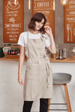Linen Bib Apron with One-Side Stripe