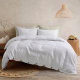 100% Linen Bedding Set Duvet Cover Queen, White
