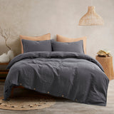 100% Linen Bedding Set Duvet Cover Queen, White