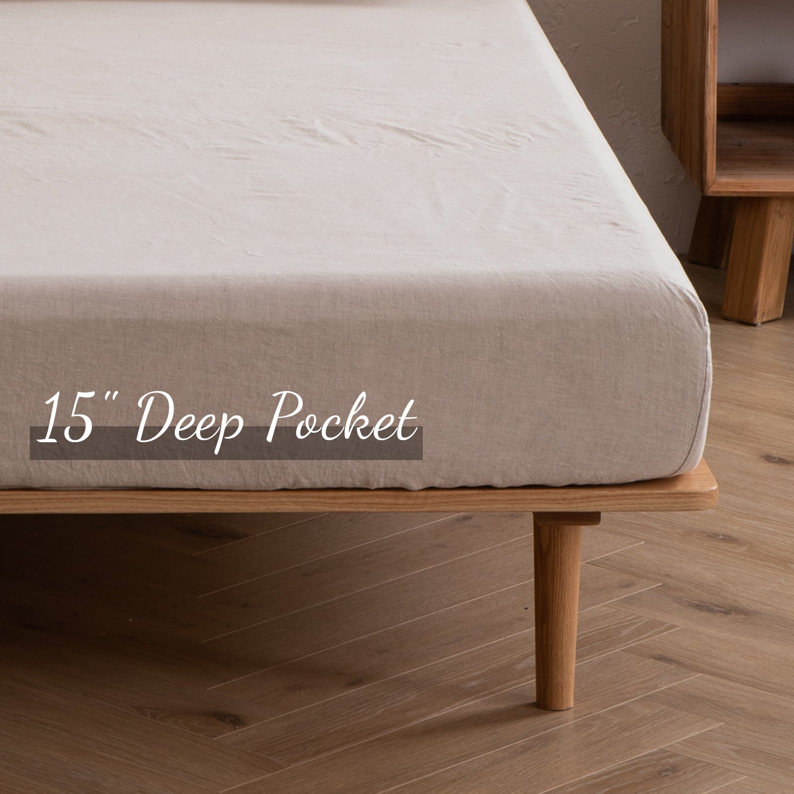 100% Soft Natural French Linen Bedding Fitted Sheet