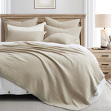 55% Linen 45% Cotton Waffle Throw Blanket 50 X 70 Inches, Natural