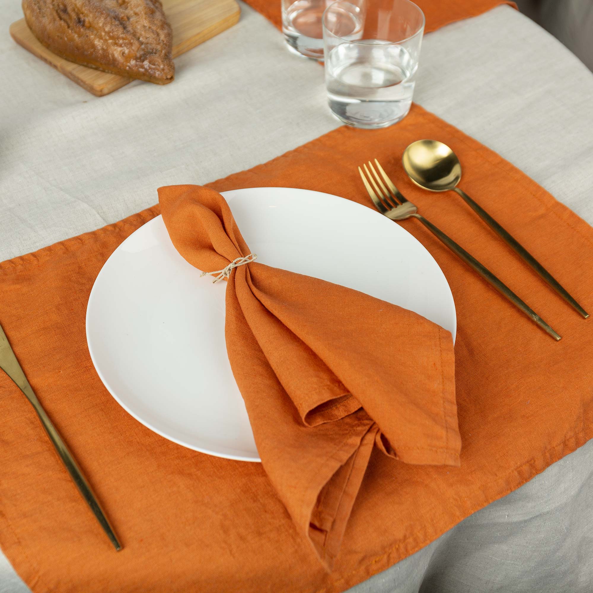 100% Pure Linen Cloth Table Charcoal Dining Placemats