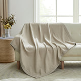 55% Linen 45% Cotton Waffle Throw Blanket 50 X 70 Inches, Natural