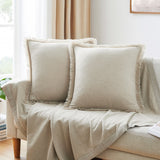 Waffle Cotton Throw Cushion Covers Natural 18*18 inches