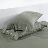 Linen Cotton Pillowcase with Button Closure