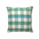 Prewashed Linen Cushion Cover with Green Plaid
