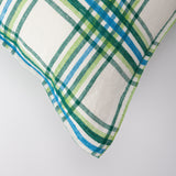 Prewashed Linen Cushion Cover with Green Plaid