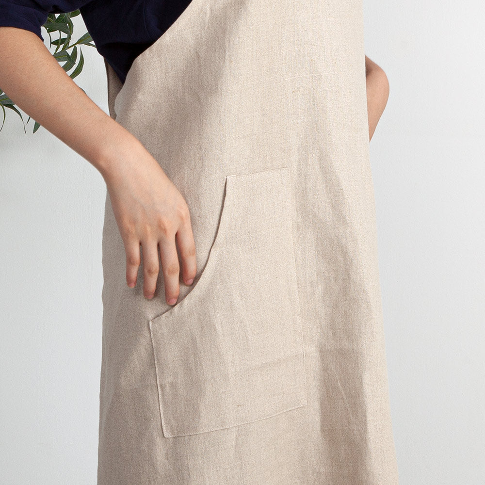 Cross Back Apron Handmade Belgian Linen — Chateau Sonoma