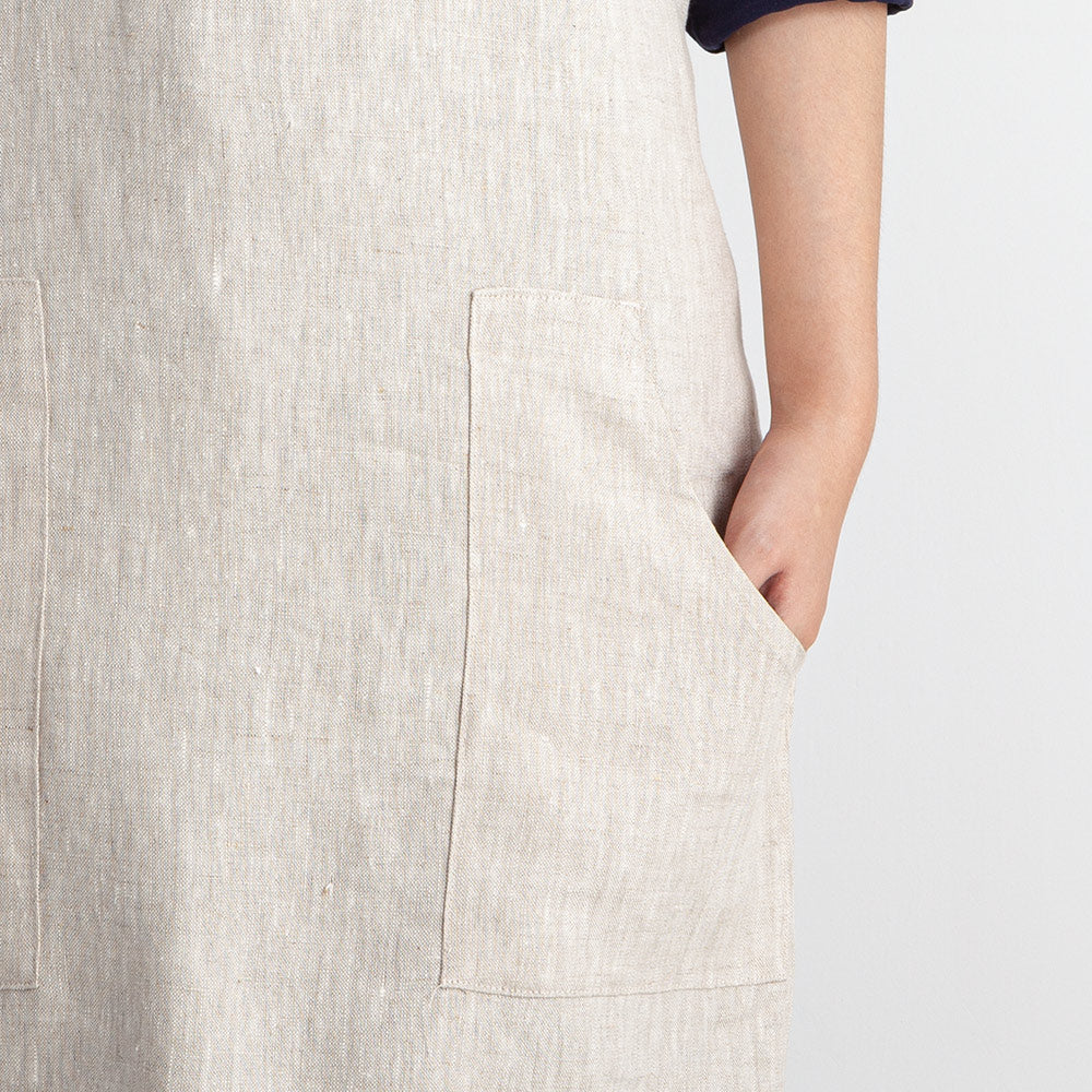 Short Linen Cross Back Apron/ Criss-cross Apron for Women/ No-ties  Pinafore/ Crossback Apron With Pockets/ Crossover Apron 