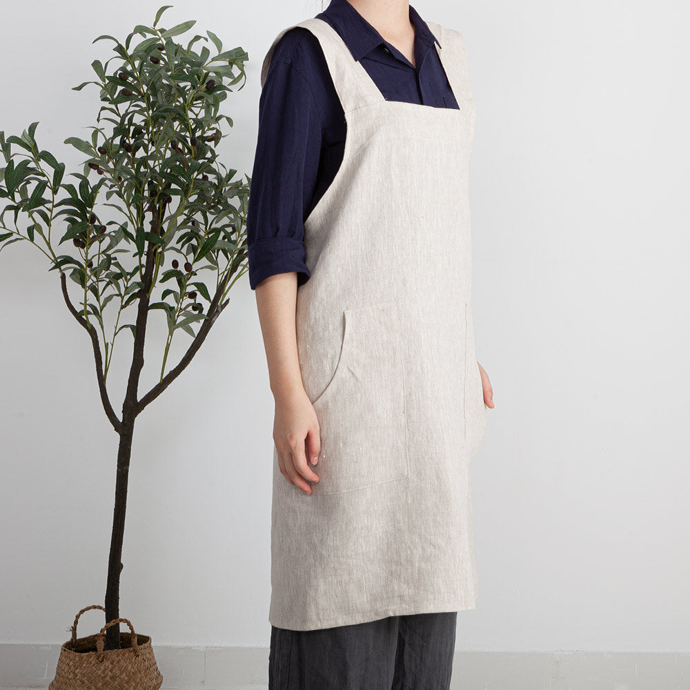 Nishi Cross-Back Linen Apron