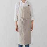 Linen Bib Apron with One-Side Stripe