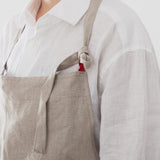 Linen Bib Apron with One-Side Stripe