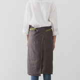 Linen Bib Apron with One-Side Stripe