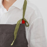 Linen Bib Apron with One-Side Stripe