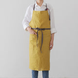 Linen Bib Apron with One-Side Stripe