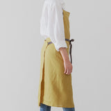Linen Bib Apron with One-Side Stripe