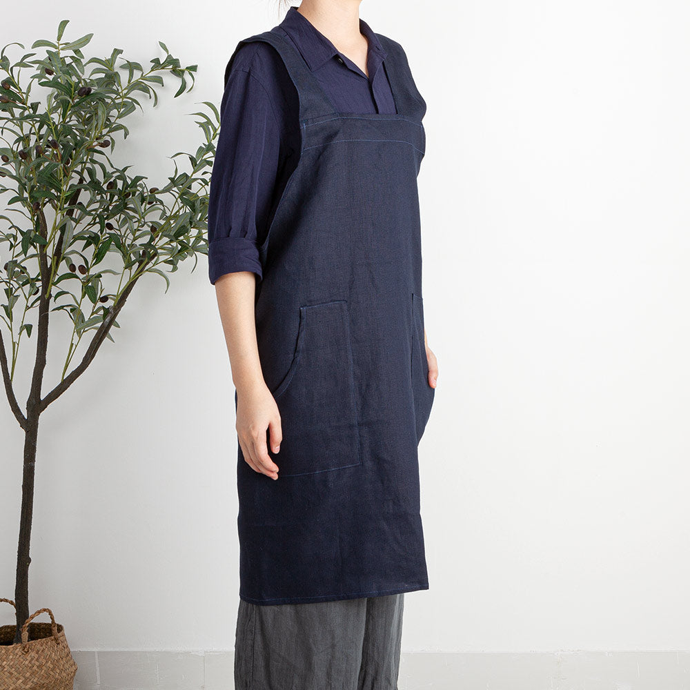 Nishi Cross-Back Linen Apron