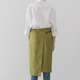 Linen Bib Apron with One-Side Stripe