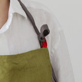 Linen Bib Apron with One-Side Stripe