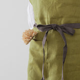 Linen Bib Apron with One-Side Stripe