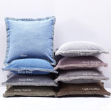 Linen Throw Pillow Cover with Fringes Decorative Pillow Cover