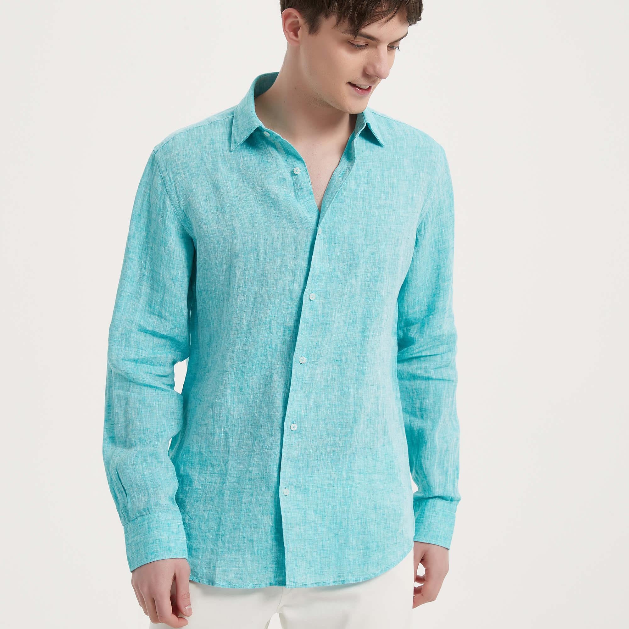 ATLINIA Men's Classic Linen Shirt