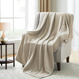 55% Linen 45% Cotton Waffle Throw Blanket 50 X 70 Inches, Natural