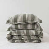 100% Linen Stripe Stoned Washed Duvet Cover Set
